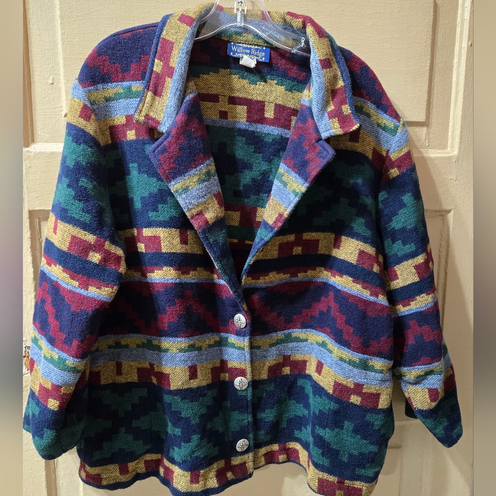 Willow Ridge Vintage Wool Blend South West Button Front Blazer